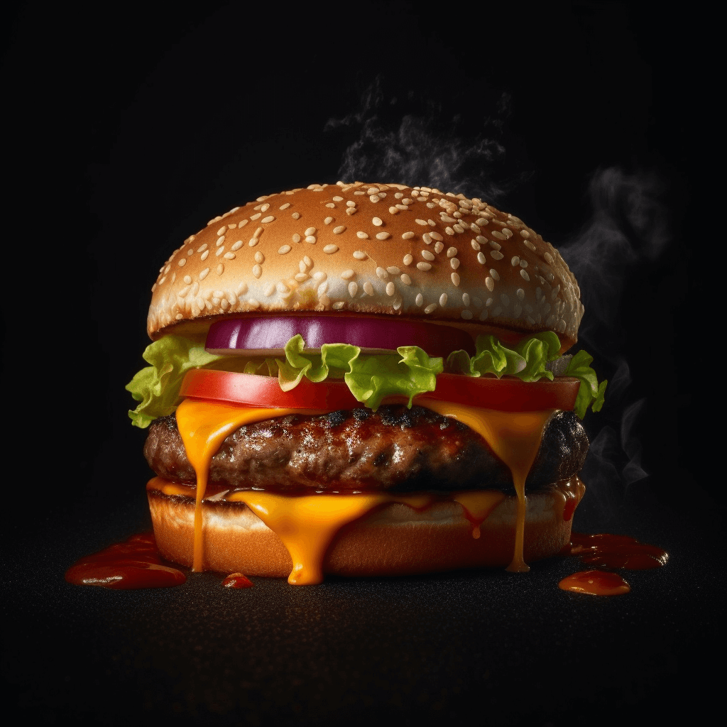 המבורגר על רקע שחור